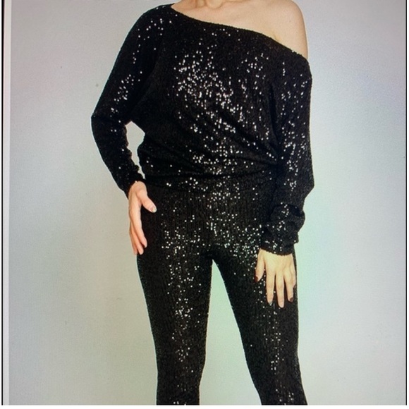 Black Sequin Leggings Set - Picture 2 of 7